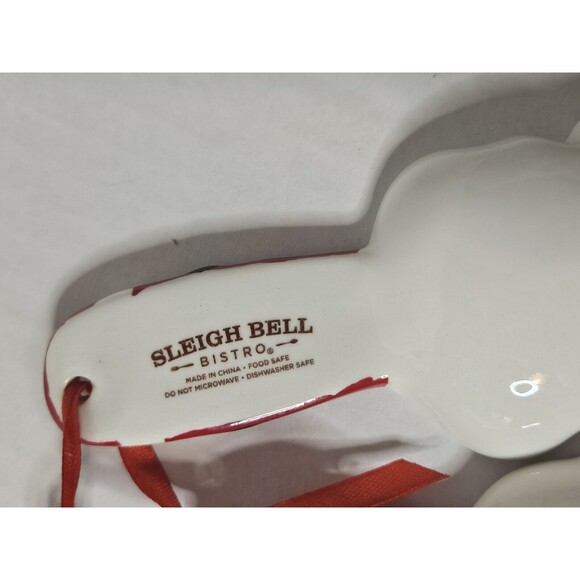 4Pc Sleigh Bell Bistro Ceramic Christmas Measuring Spoons AS IS Snowman Winter - Picture 2 of 7